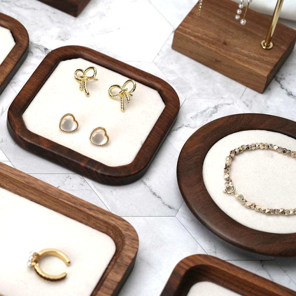 Wood Ring Blank - Bandeja de Madeira com Design Geométrico